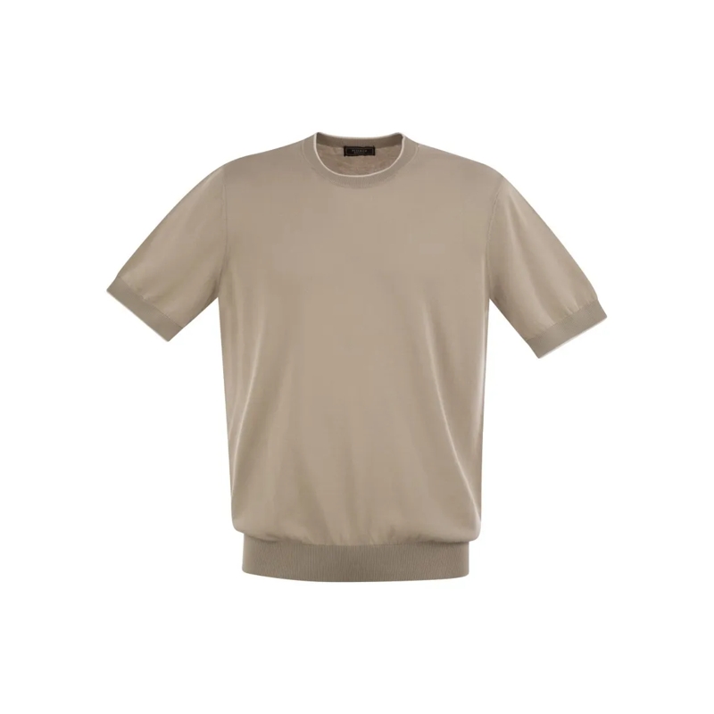 Peserico T-shirt Pure Cotton Yarn T-Shirt Neutrals