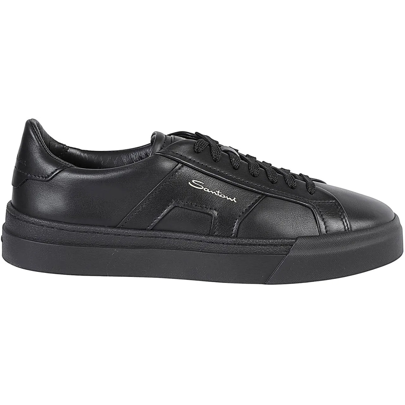 Santoni Sneaker basse Double Buckle Low Top Sneakers Black schwarz