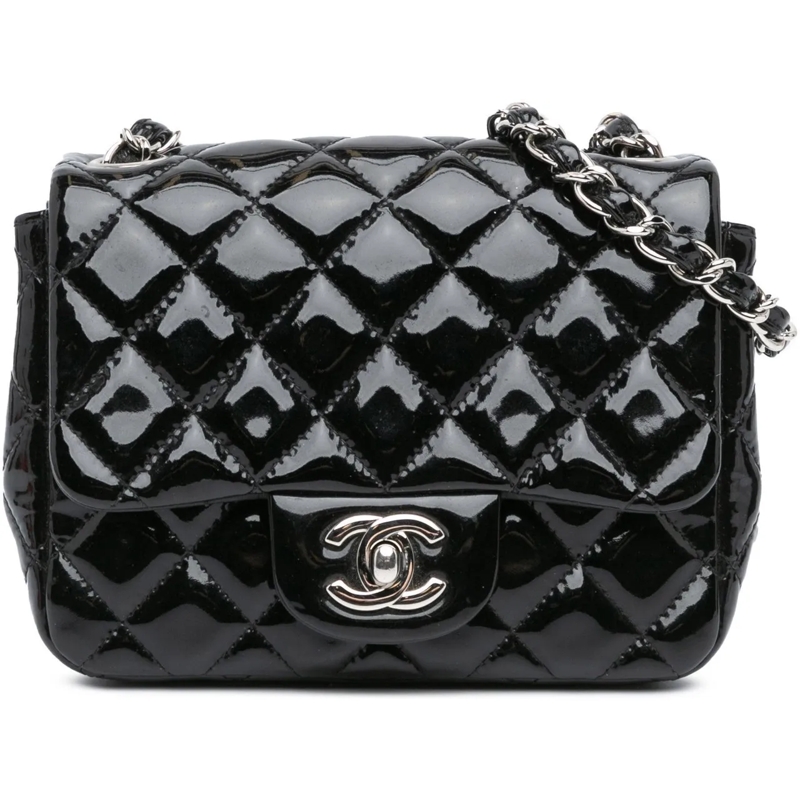 Chanel Sac à bandoulière Mini Square Classic Patent Single Flap schwarz
