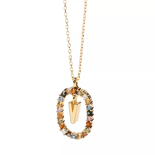 PDPAOLA Necklace Letter V Yellow Gold Medium Necklace