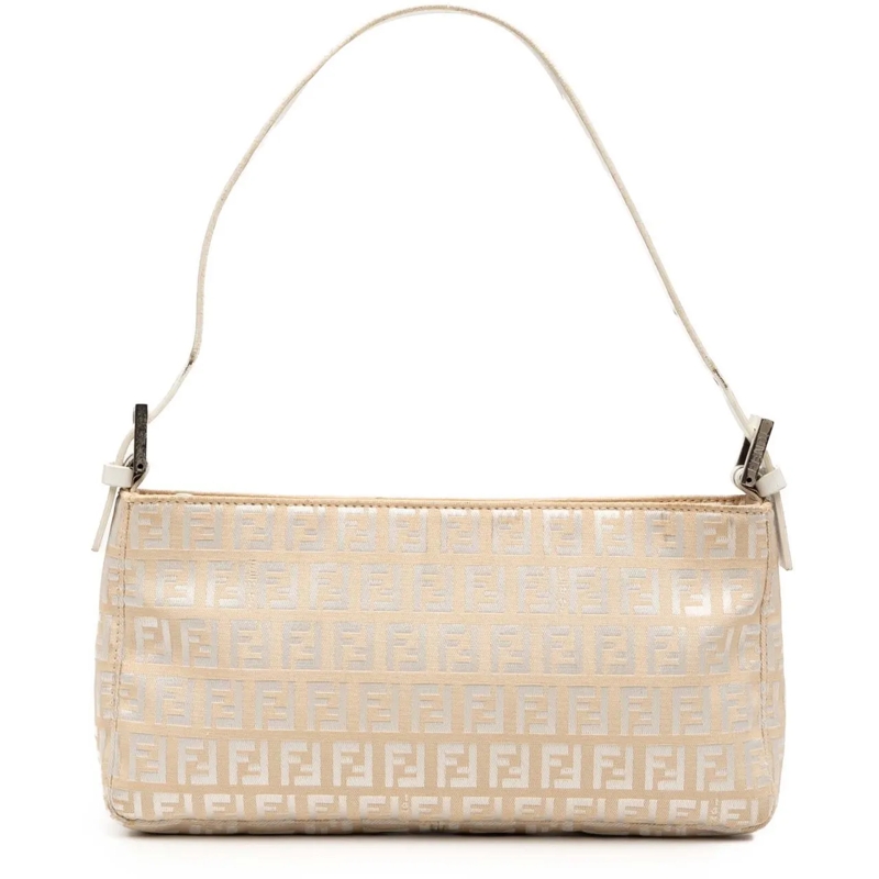 Fendi Schultertasche Zucchino Canvas Pochette braun