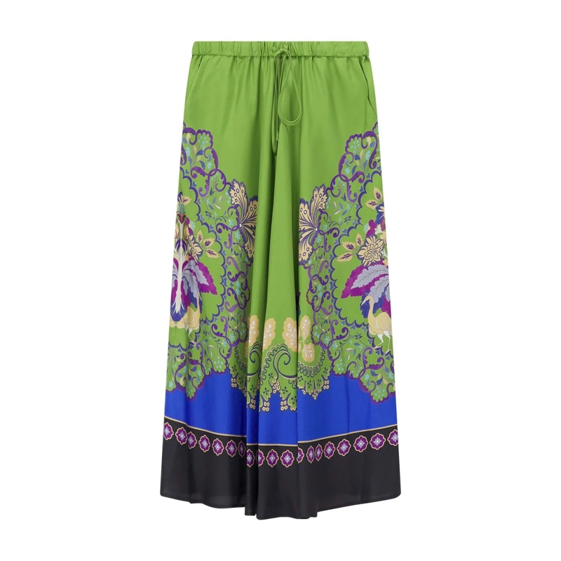 LaDoubleJ Maxirok Midirock aus Seide grün