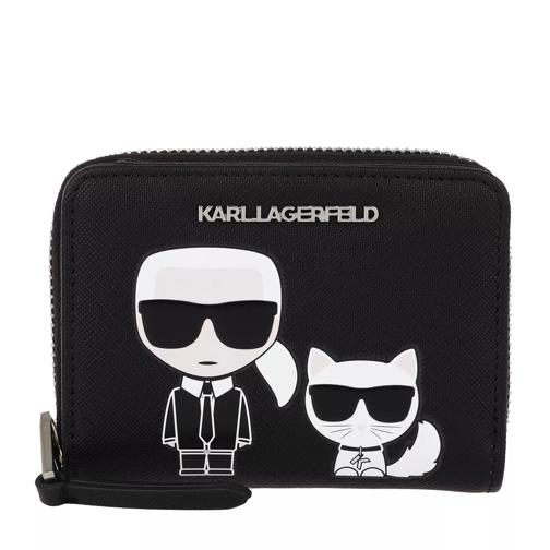 Karl Lagerfeld Ikonik Sm Folded Zip Wallet A999 Black Portemonnaie mit Zip-Around-Reißverschluss