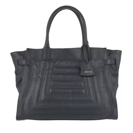 Abro Quilted Lotus Leather Tote Navy Tote