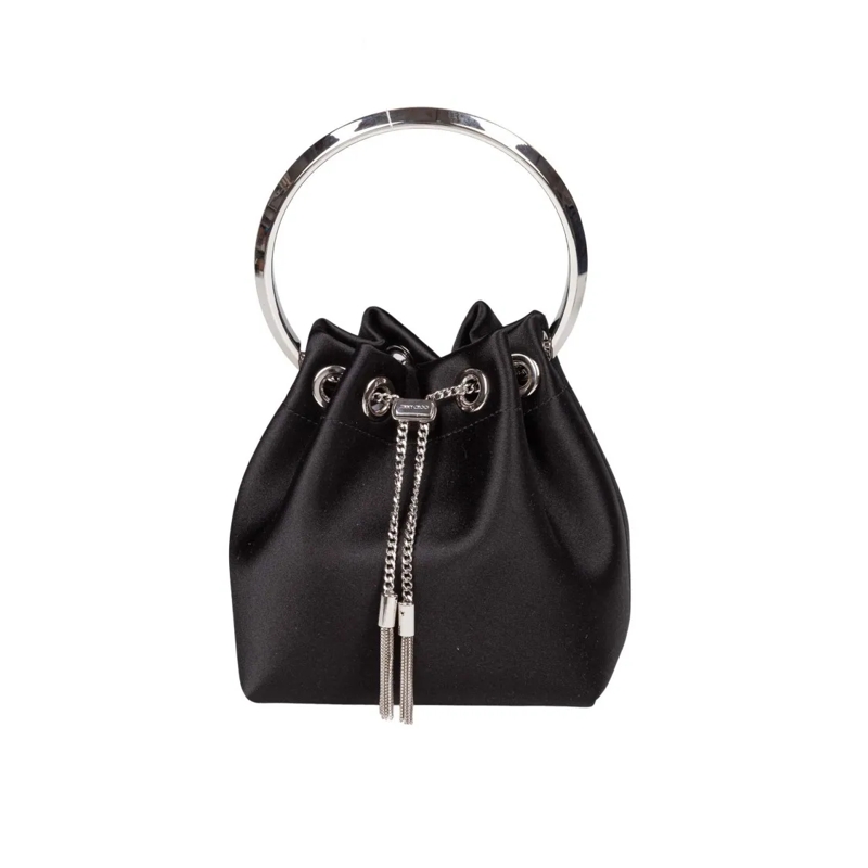 Jimmy Choo Sac à bandoulière Bon Bon Fuq Satin Handbag, Black Black