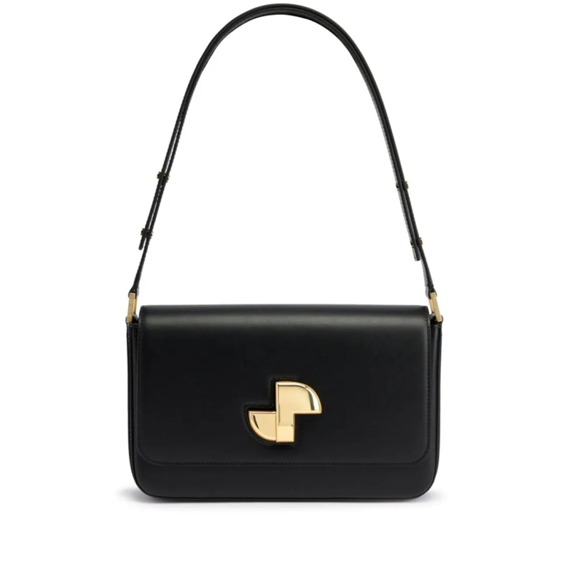 Patou Schultertasche Rectangular Black Leather Shoulder Bag Black