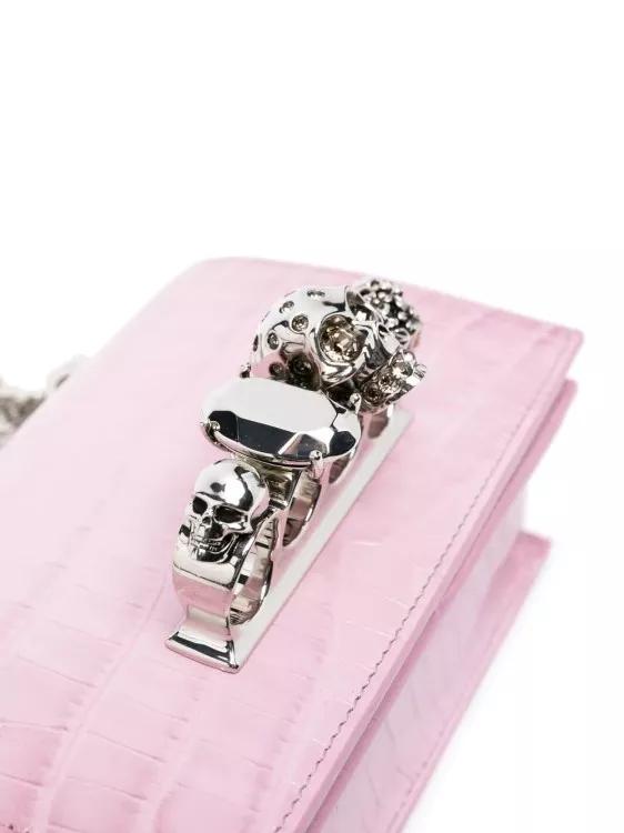 alexander mcqueen Shoppers The Four Jeweled Ring Pink Mini Bag in poeder roze
