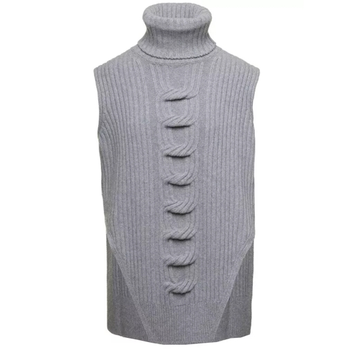 Stella McCartney Grey Cable Knit Sleeveless Sweater In Cashmere And Grey 