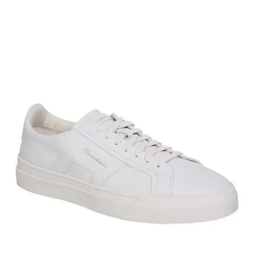 Santoni Low-Top Sneaker White Panelled Design Sneakers Neutrals