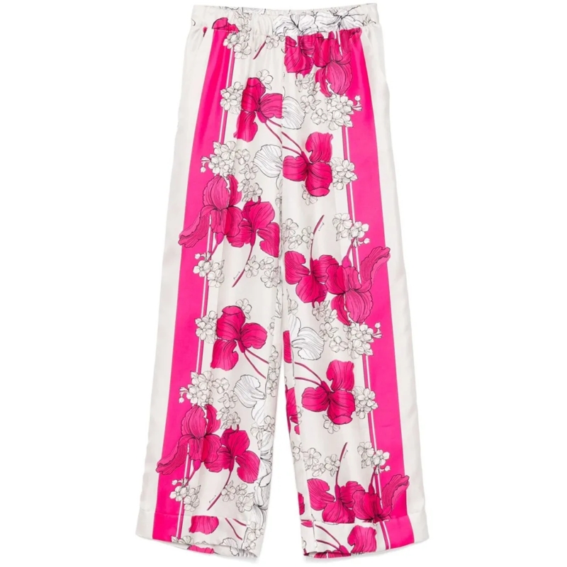 P.A.R.O.S.H.  Relaxed Floral Print Serenella Trousers Pink