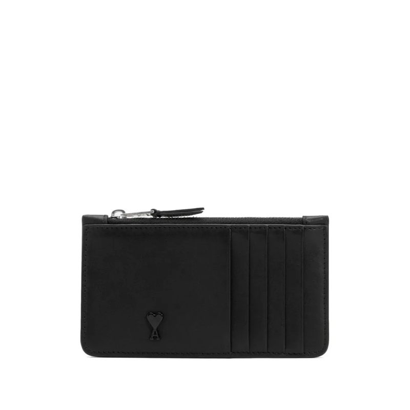 AMI Paris Geldbörse Smooth Black Leather Wallet Black