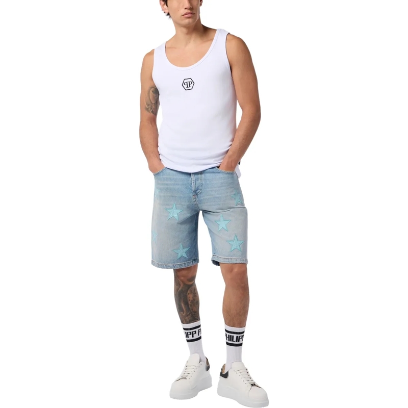 Philipp Plein Top Cotton Tank Top Hexagon weiss(Image 4)