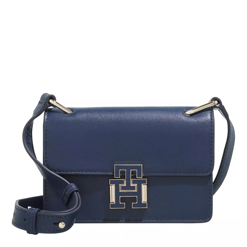 Tommy Hilfiger Pushlock Leather Mini Crossover Space Blue Crossbody Bag