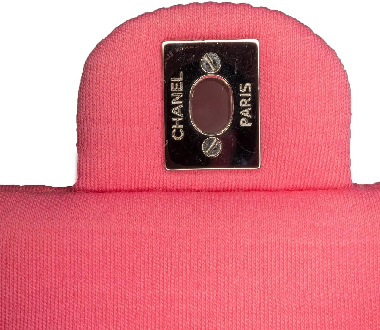 Chanel Shoppers Medium Classic Jersey Double Flap in poeder roze