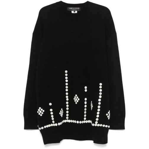 Comme des Garcons Langärmelige Oberteile Black Long Sleeve T-Shirt With Pattern Black