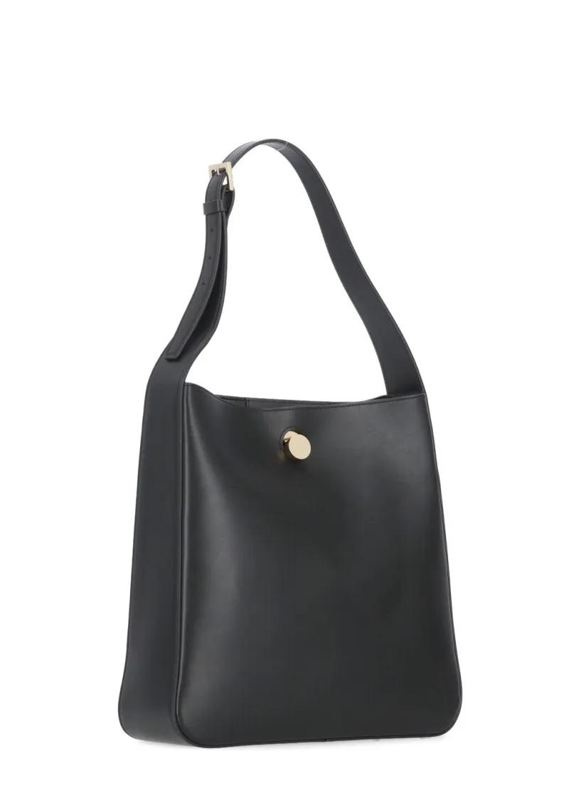 Fabiana Filippi Shoppers Black Leather Shoulder Bag in zwart