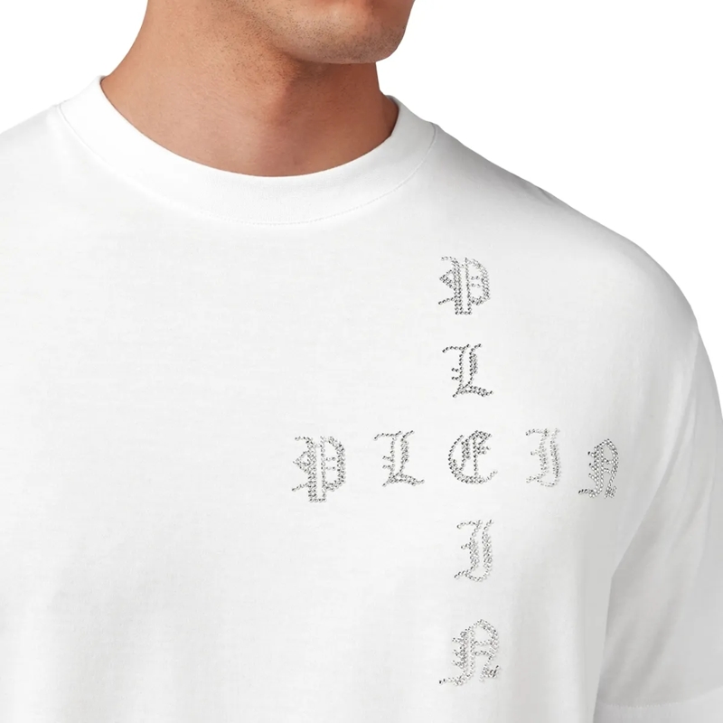 Philipp Plein T-Shirt T-Shirt Gothic Plein Mit Schmucksteinen weiss(Image 3)