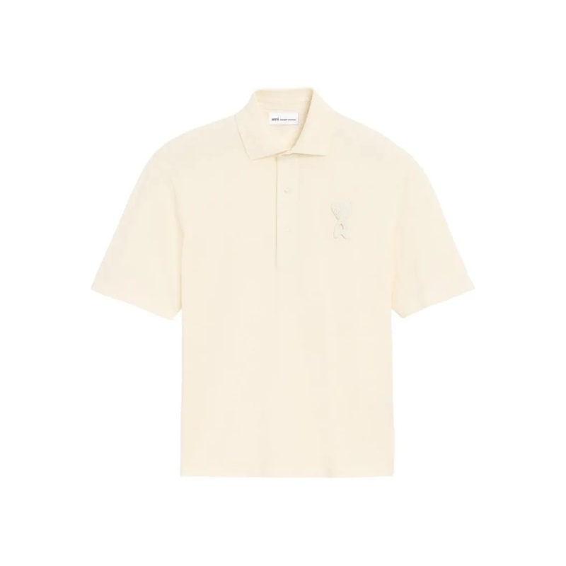 AMI Paris Polohemd Boxy-Fit Piqué Knit Polo Shirt Neutrals