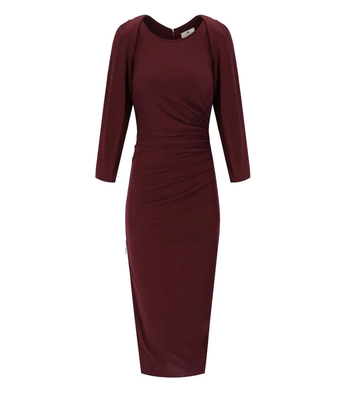 Elisabetta Franchi - ELISABETTA FRANCHI ROUGE NOIR MIDI KLEID - Größe 42 - rot