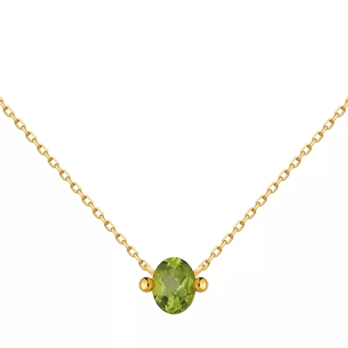 Indygo Corfou Necklace Green Peridot Yellow Gold Short Necklace