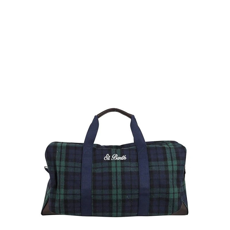 Mc2 Saint Barth Sac de voyage Tartan Pattern Duffle Bag With Adjustable Strap Green