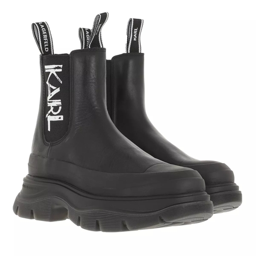 Karl Lagerfeld LUNA Art Deco Gore Boot Black Leather/Mono Botte Chelsea