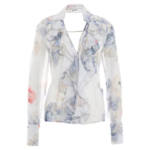 Blugirl Ruffle Blouse With Floral Print White Chemisiers