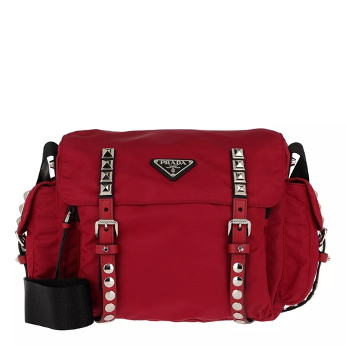 Prada Shoulder Bag Nylon/Leather Red Crossbody Bag