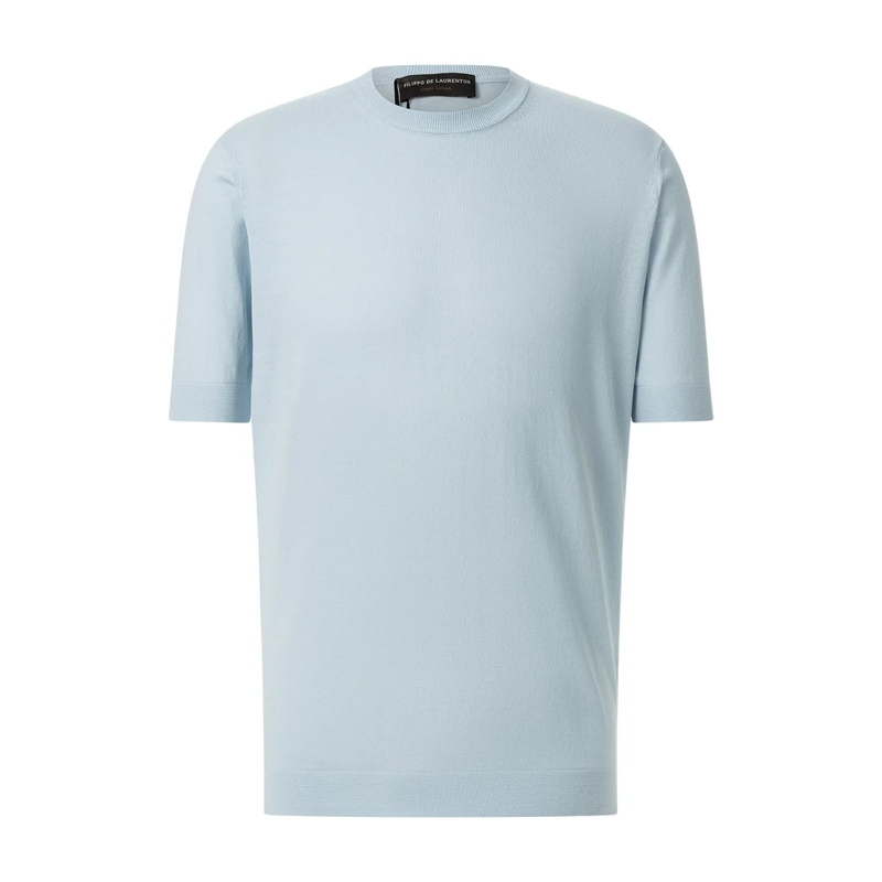 FILIPPO DE LAURENTIIS T-Shirt T-Shirt aus Crêpe-Baumwolle blau(Image 5)