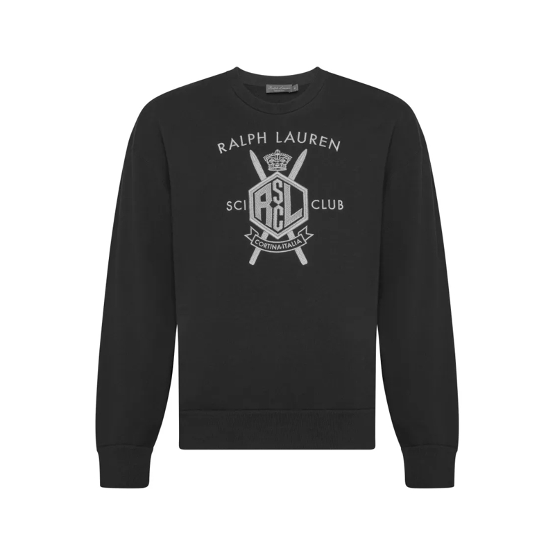 Polo Ralph Lauren  Embroidered Cotton-Cashmere Blend Sweatshirt Black