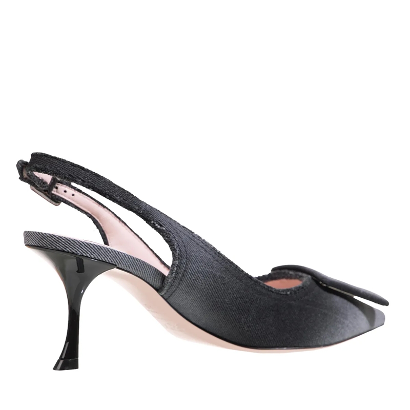 Roger Vivier Escarpins Fringed Wash Denim Sling 65 Nero(Image 4)