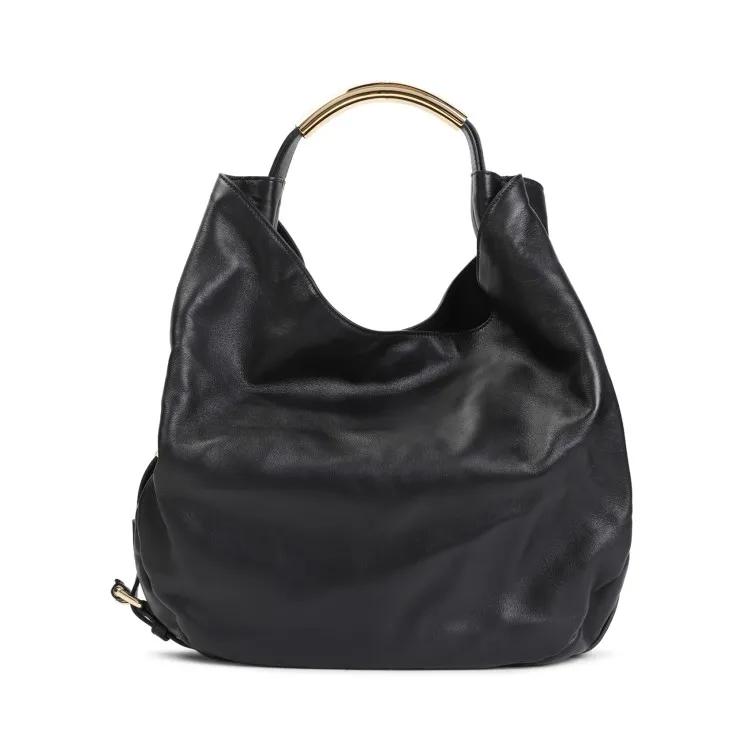 Moschino Shopper - Black Leather Shoulder Bag - Gr. unisize - in Schwarz - für Damen