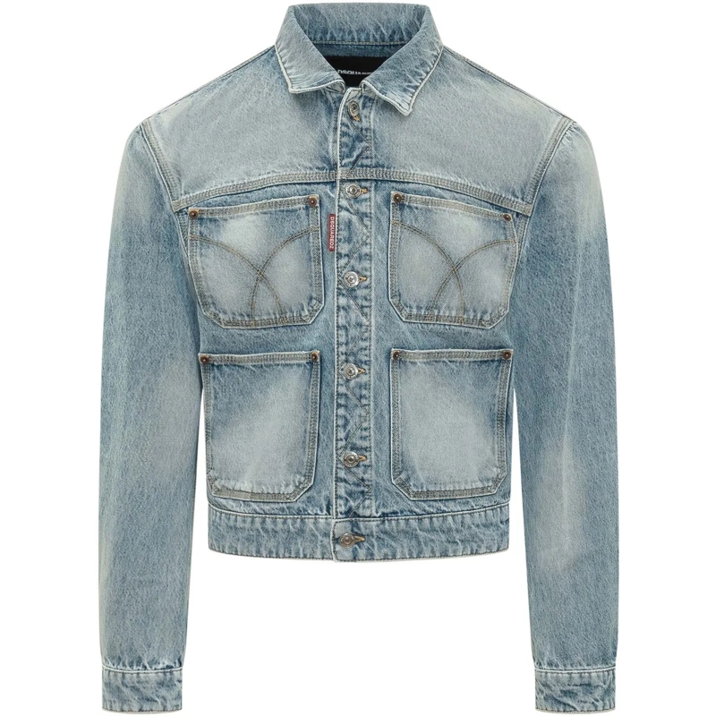 Dsquared2 Veste en jean Giacca in Denim con Quattro Tasche e Bottoni hellblau