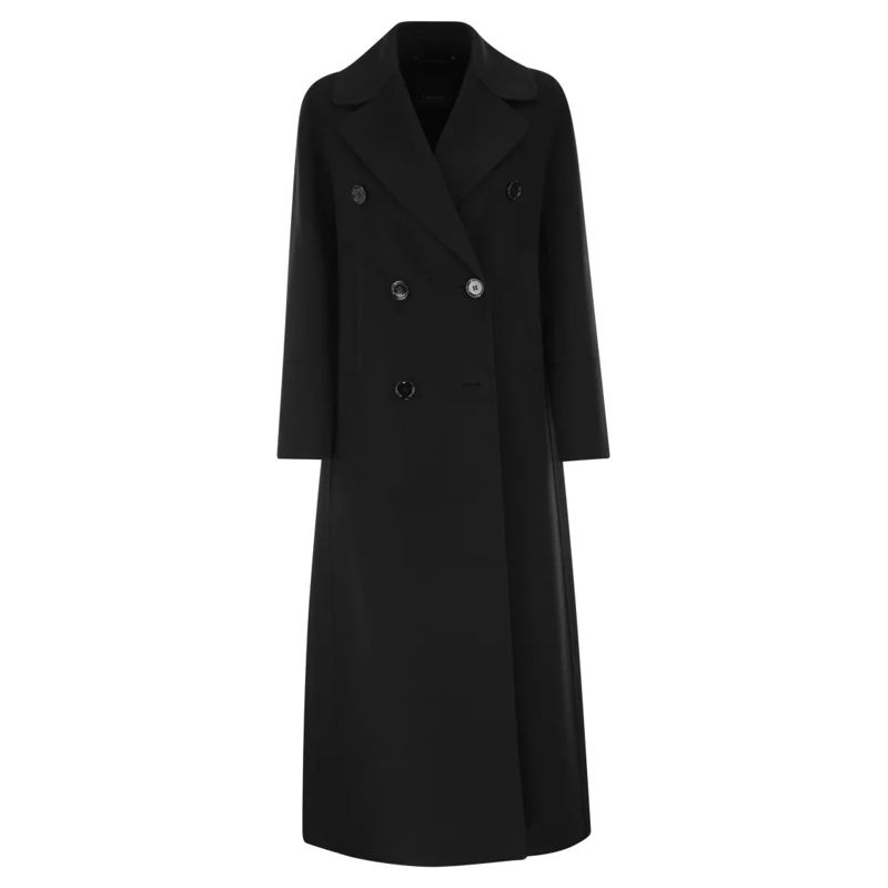 Max Mara Bontjassen Smmcustodi - Long Wool Coat With Martingale Black