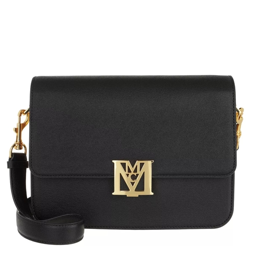 MCM Mena Visetos Leather Block Shoulder Small Black Crossbody Bag