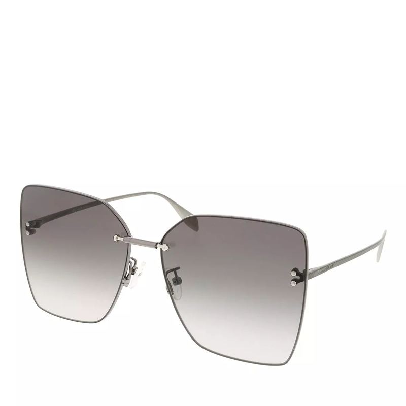 Alexander McQueen Sonnenbrille AM0342S-001 63 Sunglass Woman Metal Ruthenium-Ruthenium-Grey