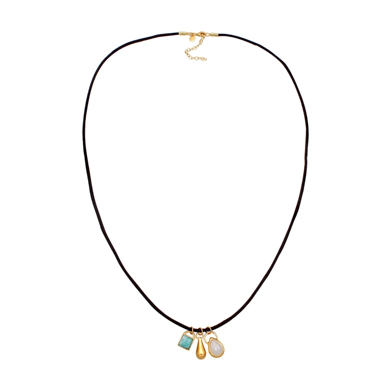 Elli Mittellange Halskette Halskette Satin Choker Layer Amazonit Mondstein 92 gold(Image 2)