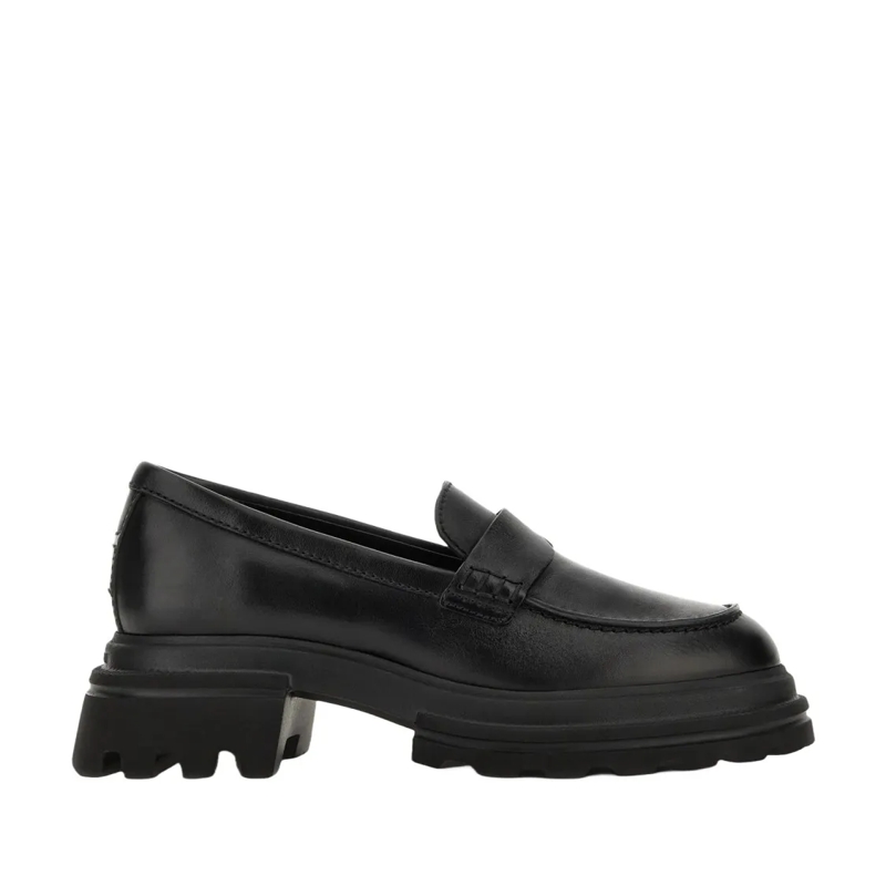 Hogan Ballerinas Luxe Black Calfskin Loafers With Refined Details Black