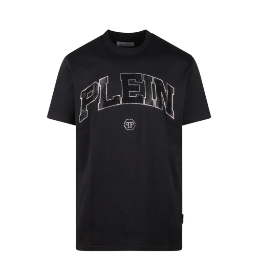 Philipp Plein Round Neck Ss Bejeweled Logo T-Shirt Black T-shirts