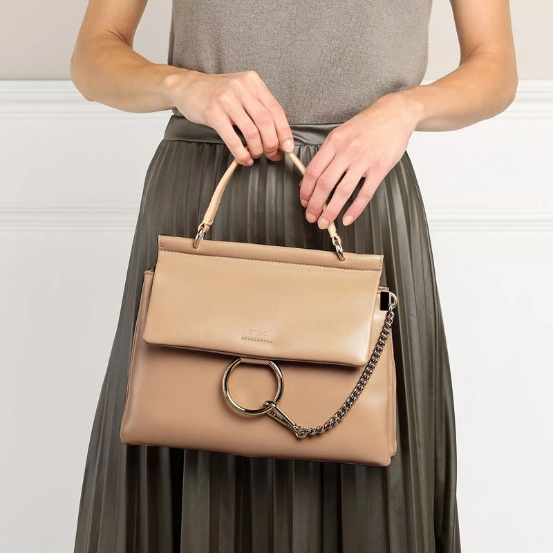Chloé Satchel Faye Top Handle Bag Leather Sandy Beige(Image 2)