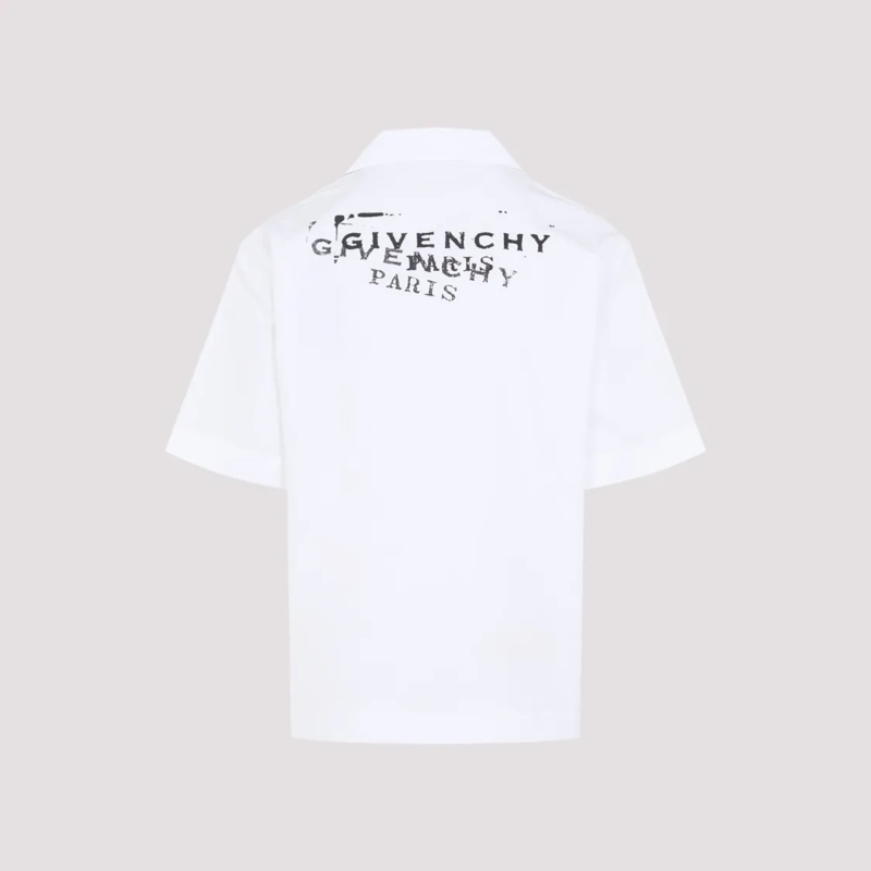 Givenchy Overhemd Short-Sleeve Button-Up Shirt With Camp Collar White