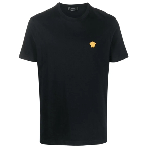 Versace T-shirts Cotton T-Shirt With Logo Black