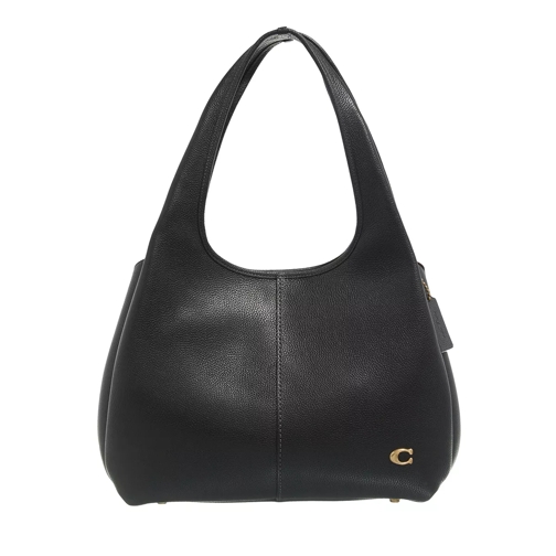 Coach Polished Pebble Leather Lana Shoulder Bag b4/black Rymlig shoppingväska