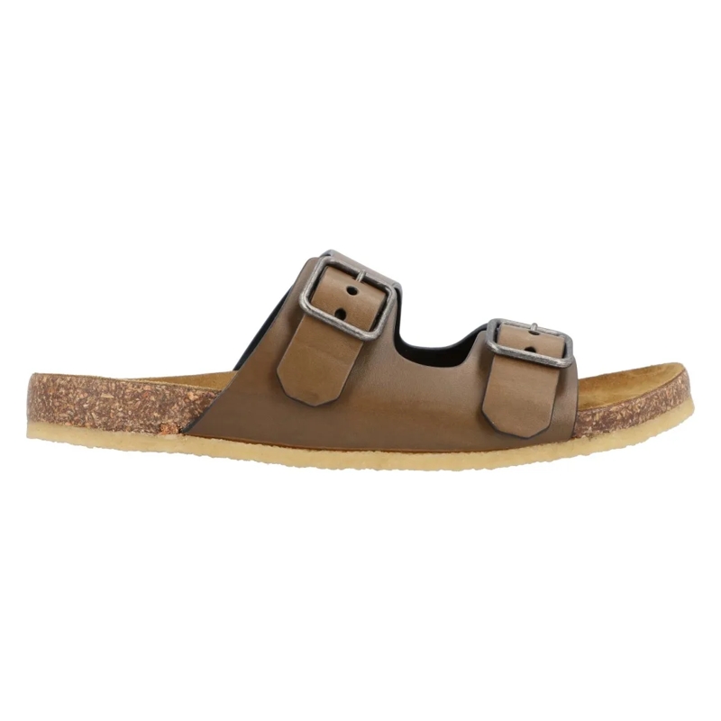 Saint Laurent Sandalen Smooth Leather "Jimmy" Flat Sandals Brown