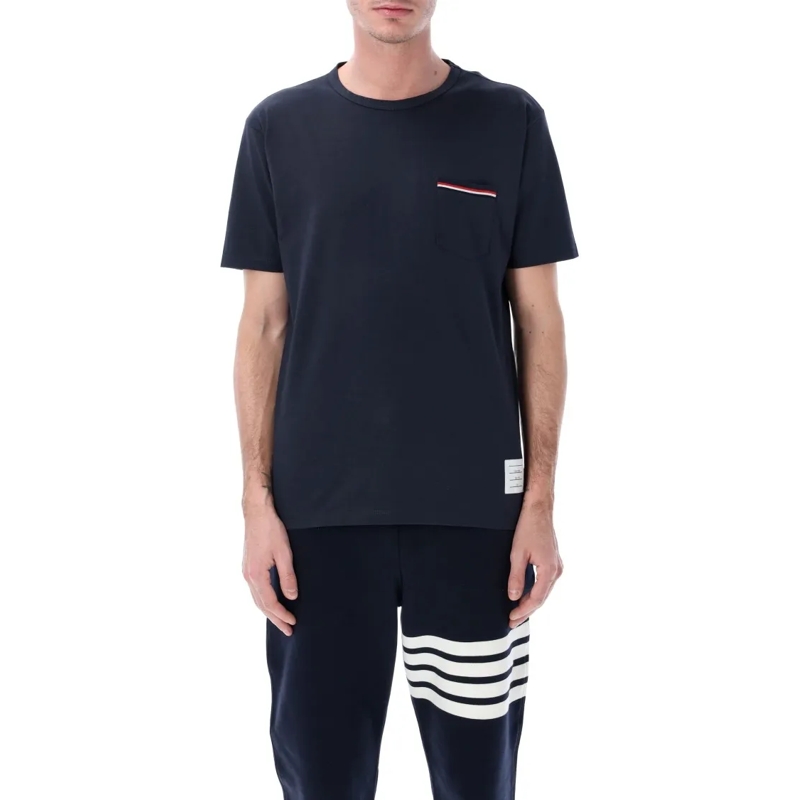 Thom Browne T-shirt Medium-Weight Cotton Jersey Pocket T-Shirt With St Black