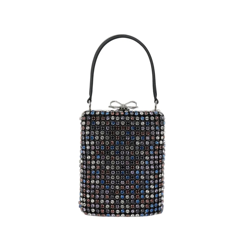 Self Portrait Clutch Mini Multi-Crystal Bag Black