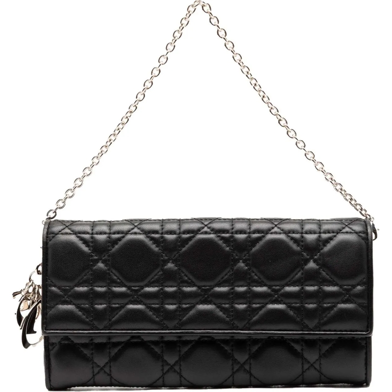 Christian Dior Schultertasche Lambskin Cannage Lady Dior Wallet On Chain schwarz