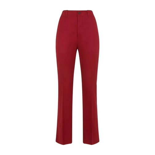 Saint Laurent Rouge Cotton Pants Red 