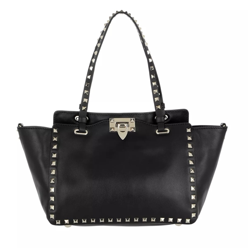 Valentino Garavani Rockstud Small Tote Bag Leather Black Rymlig shoppingväska