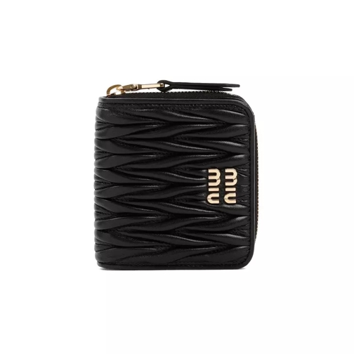 Miu Miu Black Lamb Leather Zip Wallet Black Portefeuille à fermeture Éclair